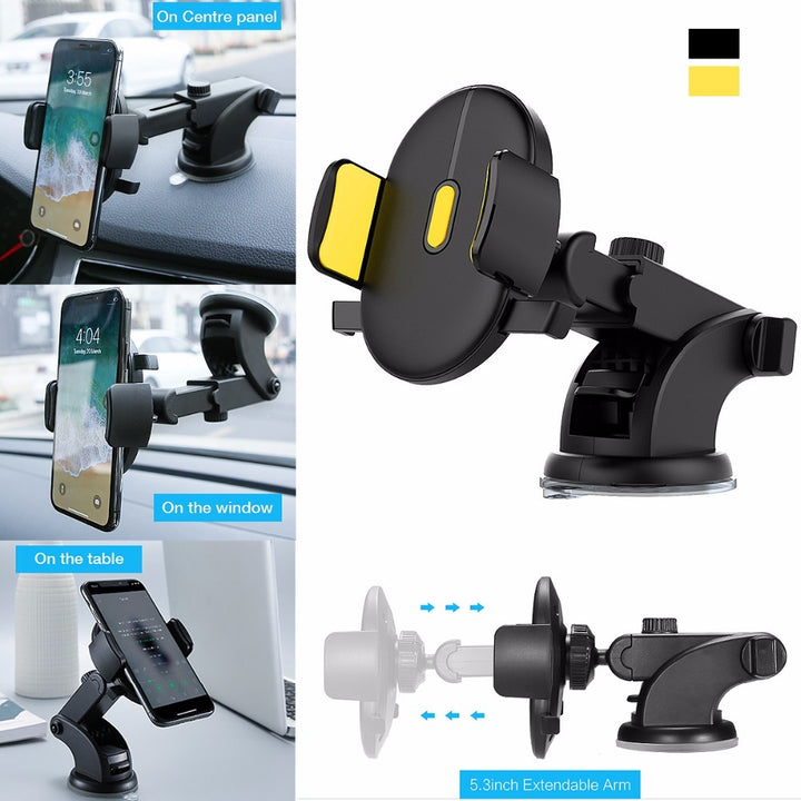 Telescopic Car Phone Holder - Long Rod Suction Cup Dashboard Mount