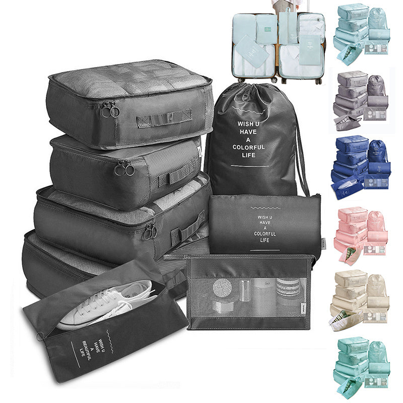 8-Piece Travel Packing Cube Set - Luggage Divider, Clothes & Shoes Organizer