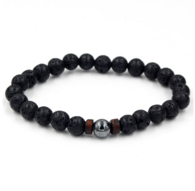 Men's Black Volcanic Stone Bracelet - Unique Personality Design