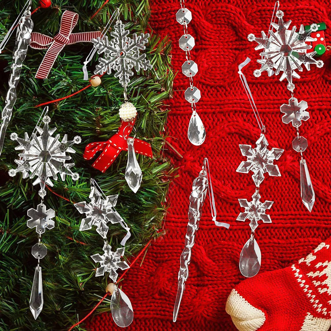 10pcs Acrylic Ice Strip Snow Christmas Tree Hanging Pendants