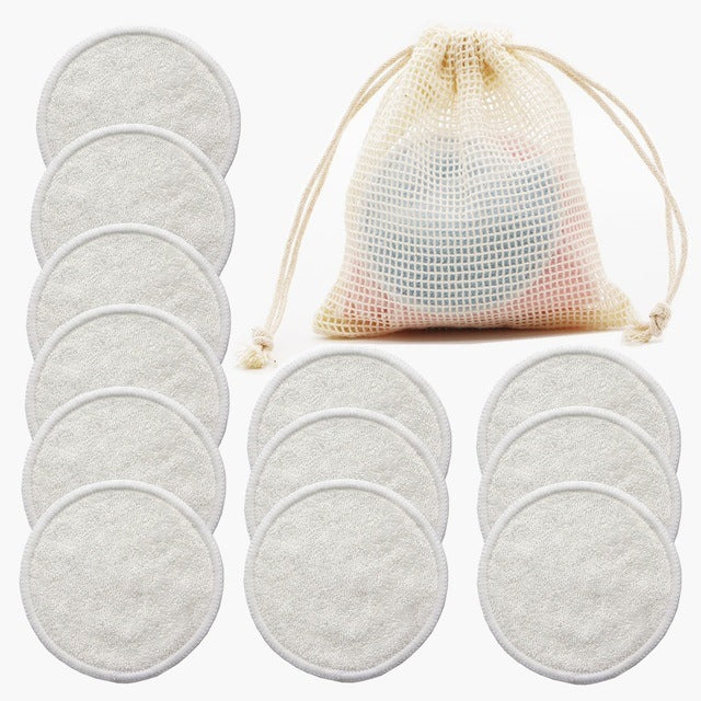 12PC Reusable Cotton Makeup Remover Pads - Washable & Eco-Friendly