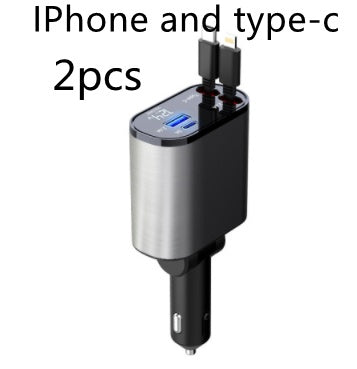 Metal Car Charger - 100W Super Fast Charging, USB & Type-C Adapter for Car Cigarette Lighter