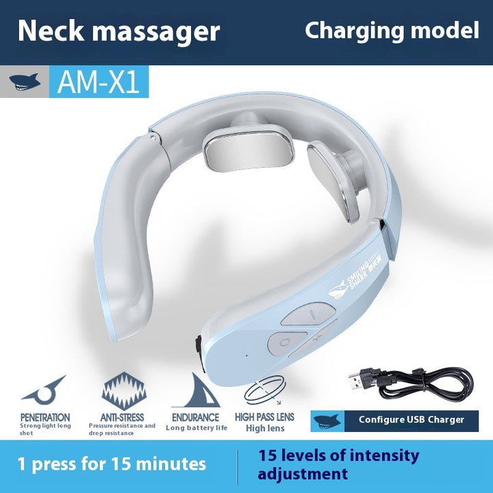 Electric Neck Massager - EMS Pulse Rechargeable USB Cervical Traction Therapy with Heating Function for Pain Relief