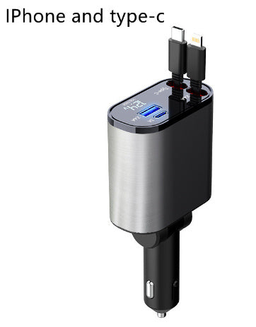 Metal Car Charger - 100W Super Fast Charging, USB & Type-C Adapter for Car Cigarette Lighter