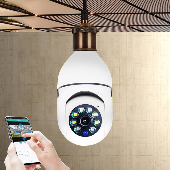 WiFi 1080P Bulb Camera - 4X Zoom, E27 Home Security Camera with 5G WiFi and Alarm Monitor