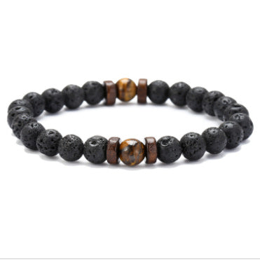 Men's Black Volcanic Stone Bracelet - Unique Personality Design