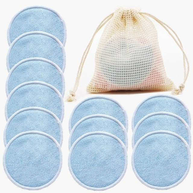 12PC Reusable Cotton Makeup Remover Pads - Washable & Eco-Friendly