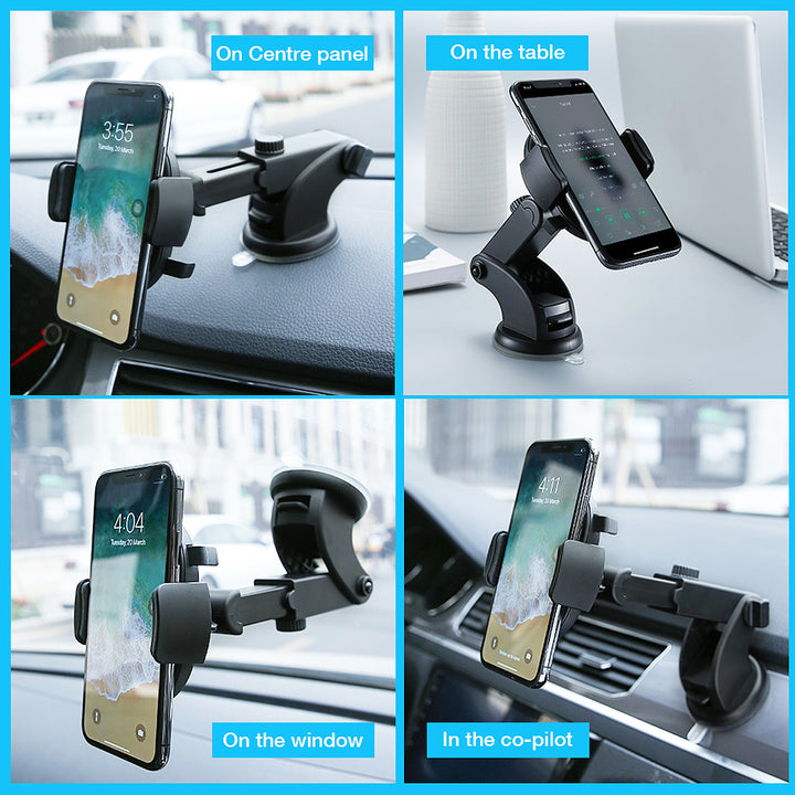 Telescopic Car Phone Holder - Long Rod Suction Cup Dashboard Mount