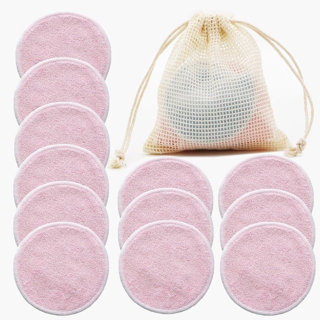 12PC Reusable Cotton Makeup Remover Pads - Washable & Eco-Friendly