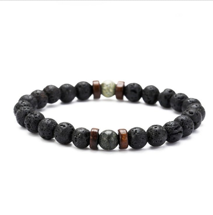 Men's Black Volcanic Stone Bracelet - Unique Personality Design