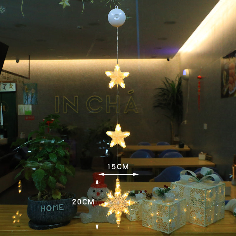 3pcs LED Star Hanging Lights - Christmas Tree & Window Ornaments