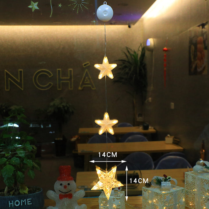 3pcs LED Star Hanging Lights - Christmas Tree & Window Ornaments