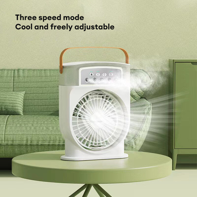 Portable USB Air Conditioner Cooling Fan - 5 Spray Modes, 7-Color Light, 600ML Water Tank Mist Cooler and Humidifier