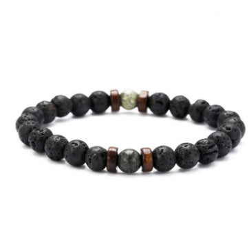 Men's Black Volcanic Stone Bracelet - Unique Personality Design