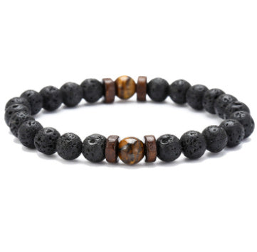 Men's Black Volcanic Stone Bracelet - Unique Personality Design