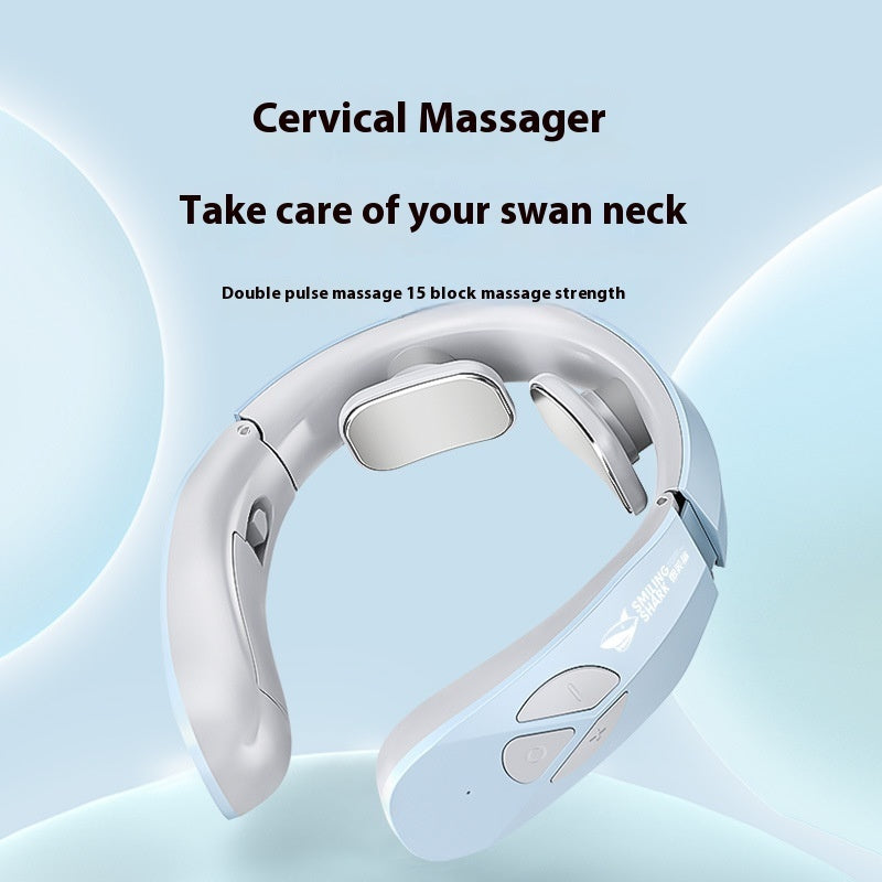 Electric Neck Massager - EMS Pulse Rechargeable USB Cervical Traction Therapy with Heating Function for Pain Relief