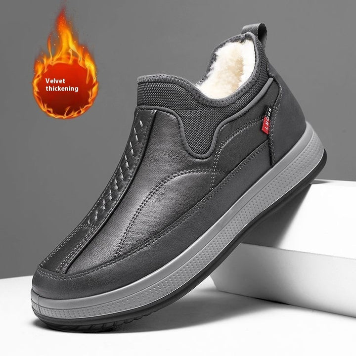 Men's Winter Fleece Snow Boots – Round-Toed Platform Ankle Shoes