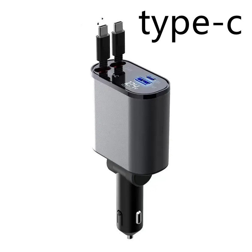 Metal Car Charger - 100W Super Fast Charging, USB & Type-C Adapter for Car Cigarette Lighter