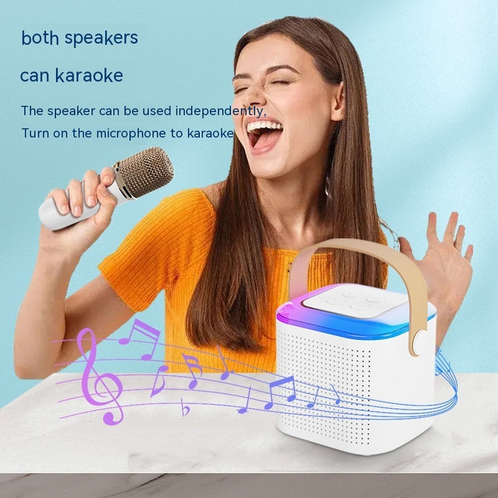 Bluetooth Karaoke Machine - Wireless Microphone with RGB Light, Home Family Singing Speaker