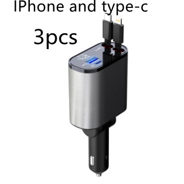 Metal Car Charger - 100W Super Fast Charging, USB & Type-C Adapter for Car Cigarette Lighter