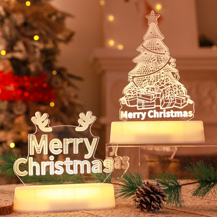 3D Acrylic LED Christmas Decoration Lamp – Holiday Night Light Gift