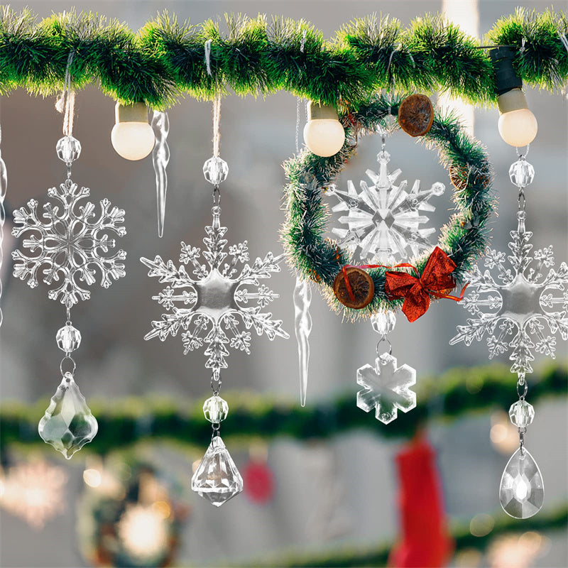 10pcs Acrylic Ice Strip Snow Christmas Tree Hanging Pendants