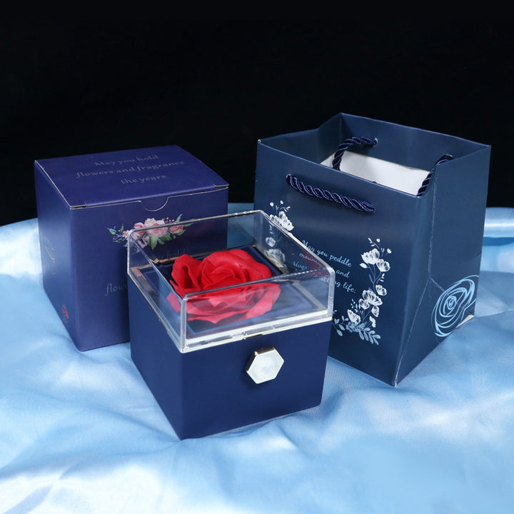 Rotating Soap Rose Gift Box - Creative Jewelry Box for Valentine's Day