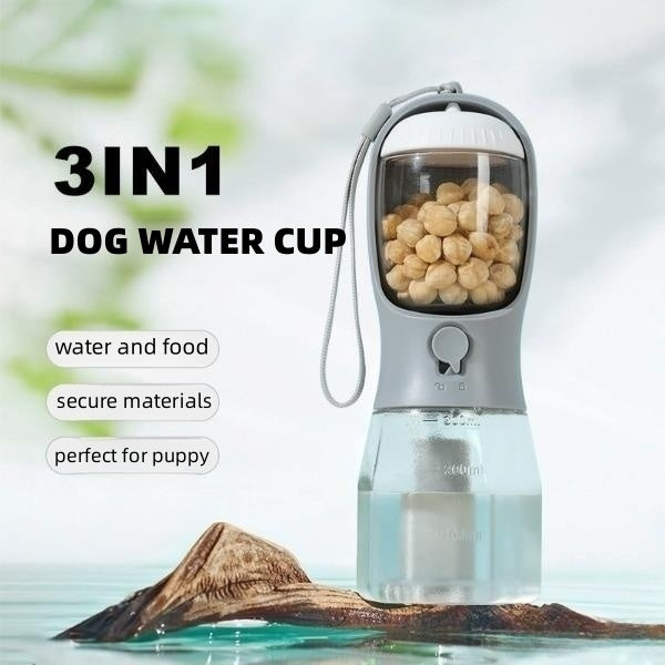 3-in-1 Portable Dog Water Cup - Drinking, Food, and Garbage Bag Multi-Functional Pet Cup