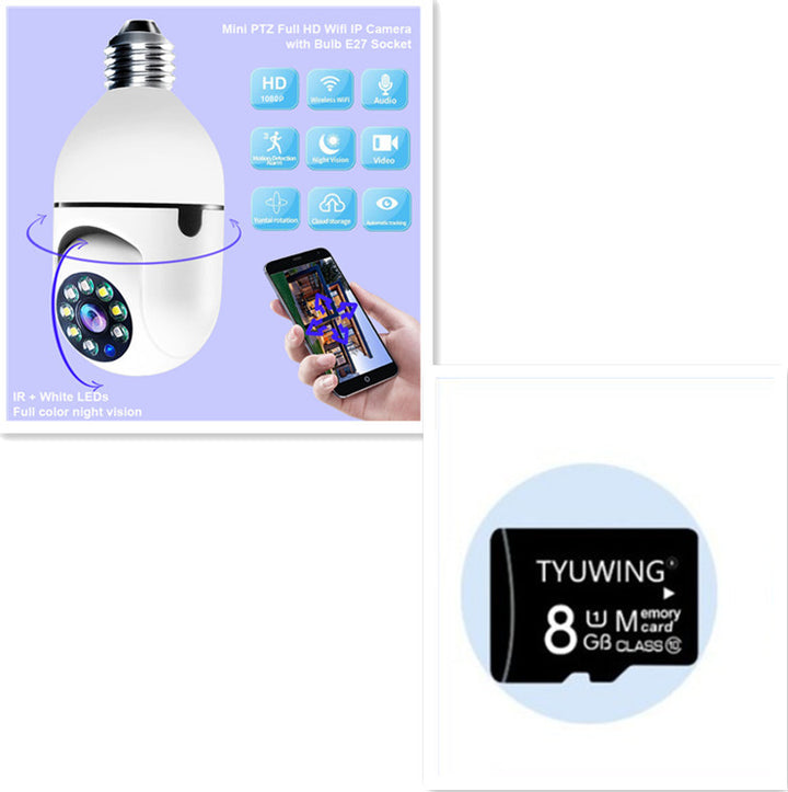 WiFi 1080P Bulb Camera - 4X Zoom, E27 Home Security Camera with 5G WiFi and Alarm Monitor