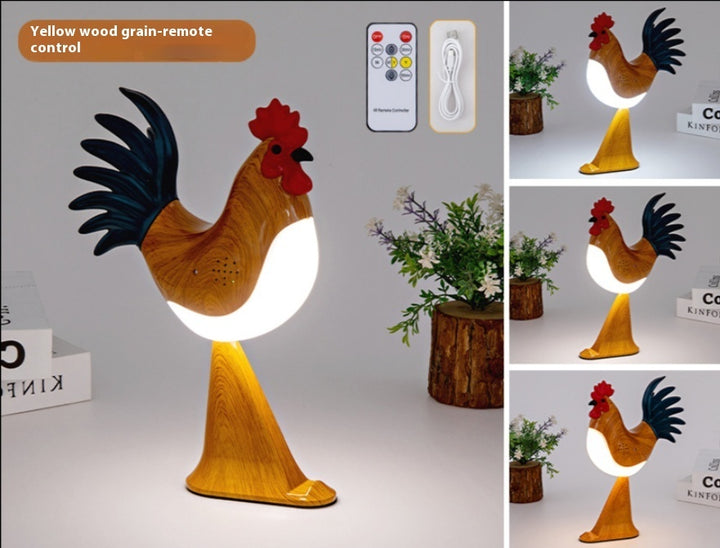 LED Rooster Night Light – Rechargeable Touch Lamp with Sound, Dimmable Bedside & Bedroom Lamp, Car Ambience Aroma Lamp, Home Decor