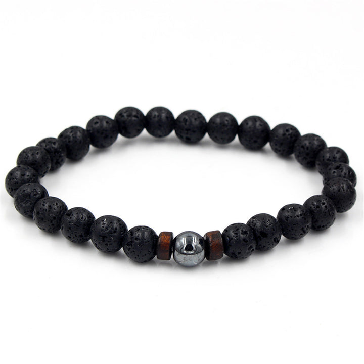 Men's Black Volcanic Stone Bracelet - Unique Personality Design