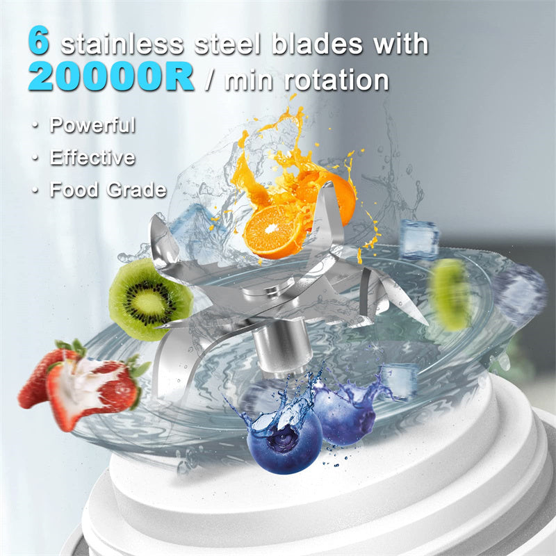 Portable Personal Blender - 6-Blade Mini Juicer for Shakes and Smoothies, Kitchen Gadget