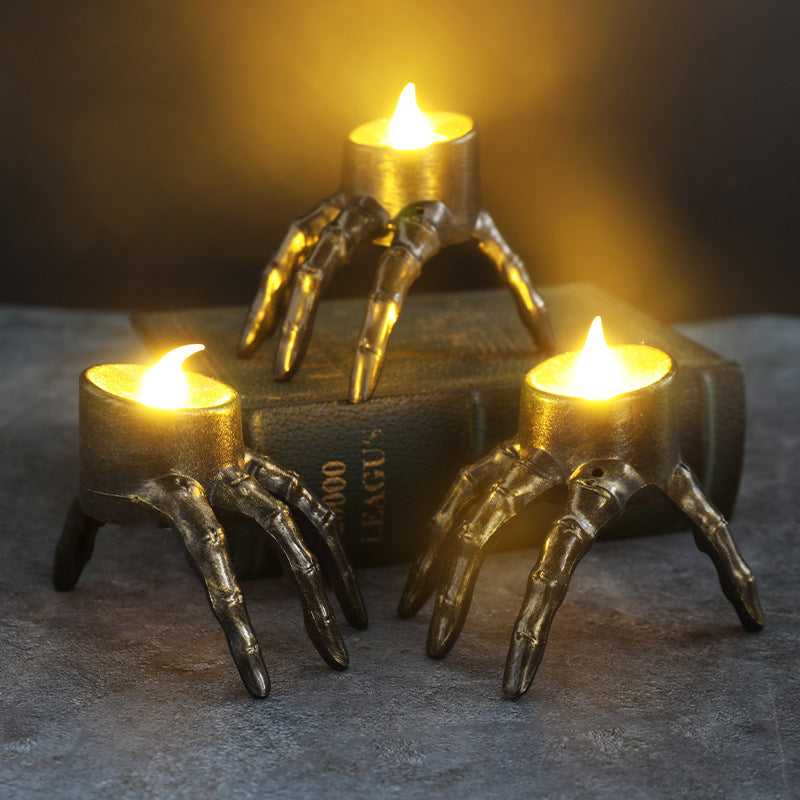 Skull Hand & Foot Lantern - Spooky Halloween Atmosphere Prop | Candlelit Night Decor