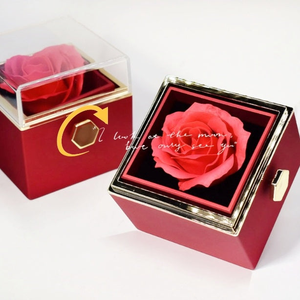 Rotating Soap Rose Gift Box - Creative Jewelry Box for Valentine's Day