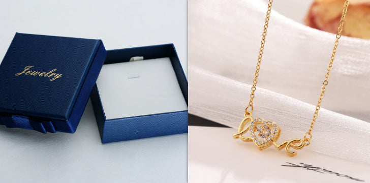 Corduroy Jewelry Gift Box - Necklace, Pendant & Ring Storage