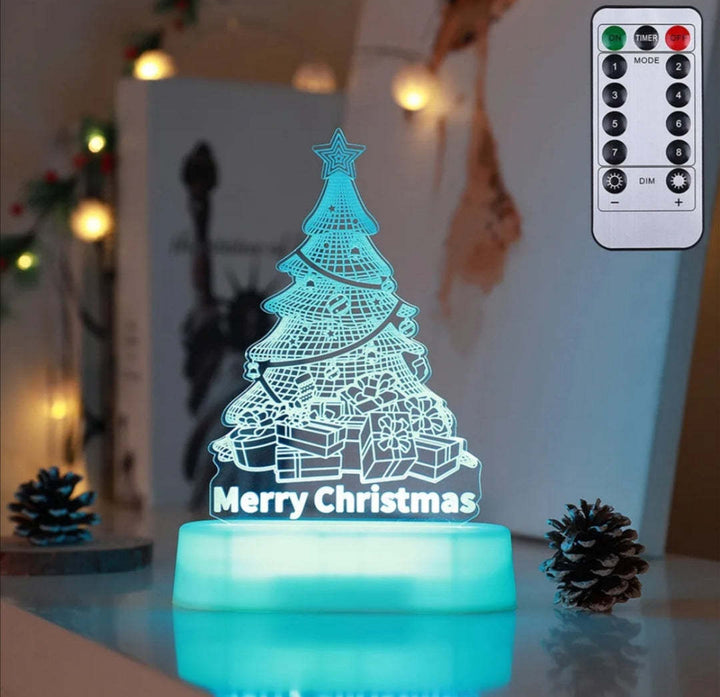 3D Acrylic LED Christmas Decoration Lamp – Holiday Night Light Gift