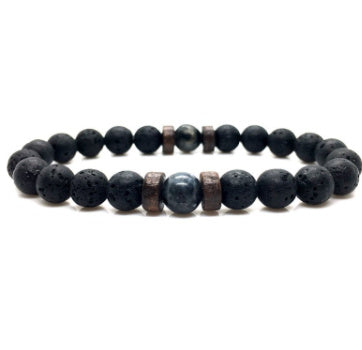 Men's Black Volcanic Stone Bracelet - Unique Personality Design