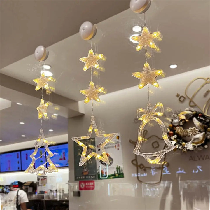 3pcs LED Star Hanging Lights - Christmas Tree & Window Ornaments