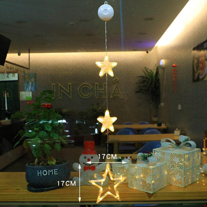 3pcs LED Star Hanging Lights - Christmas Tree & Window Ornaments