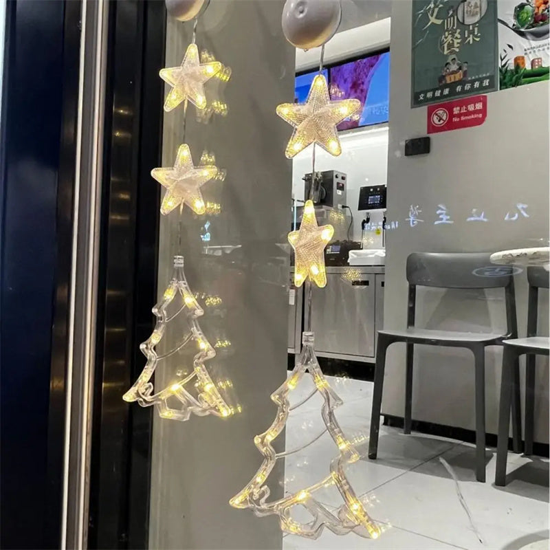 3pcs LED Star Hanging Lights - Christmas Tree & Window Ornaments