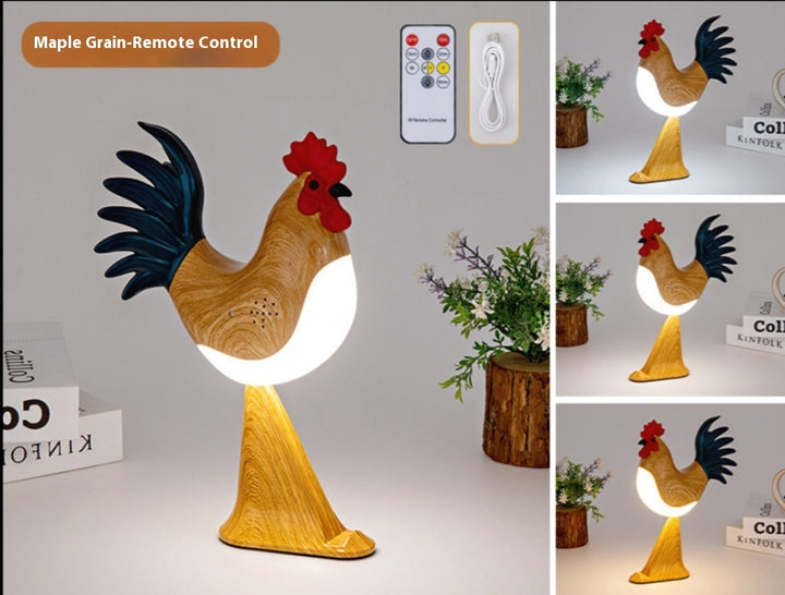 LED Rooster Night Light – Rechargeable Touch Lamp with Sound, Dimmable Bedside & Bedroom Lamp, Car Ambience Aroma Lamp, Home Decor