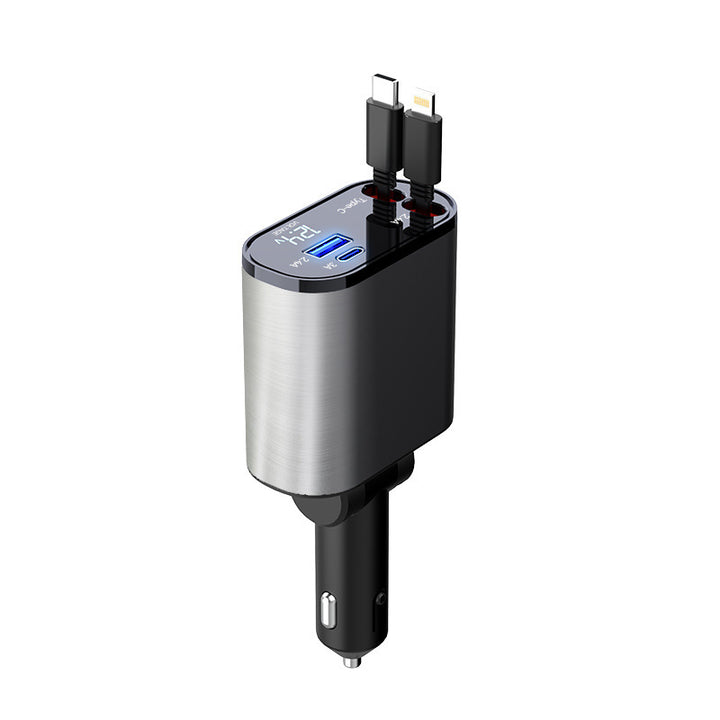 Metal Car Charger - 100W Super Fast Charging, USB & Type-C Adapter for Car Cigarette Lighter