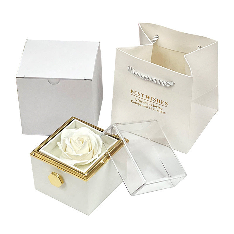 Rotating Soap Rose Gift Box - Creative Jewelry Box for Valentine's Day