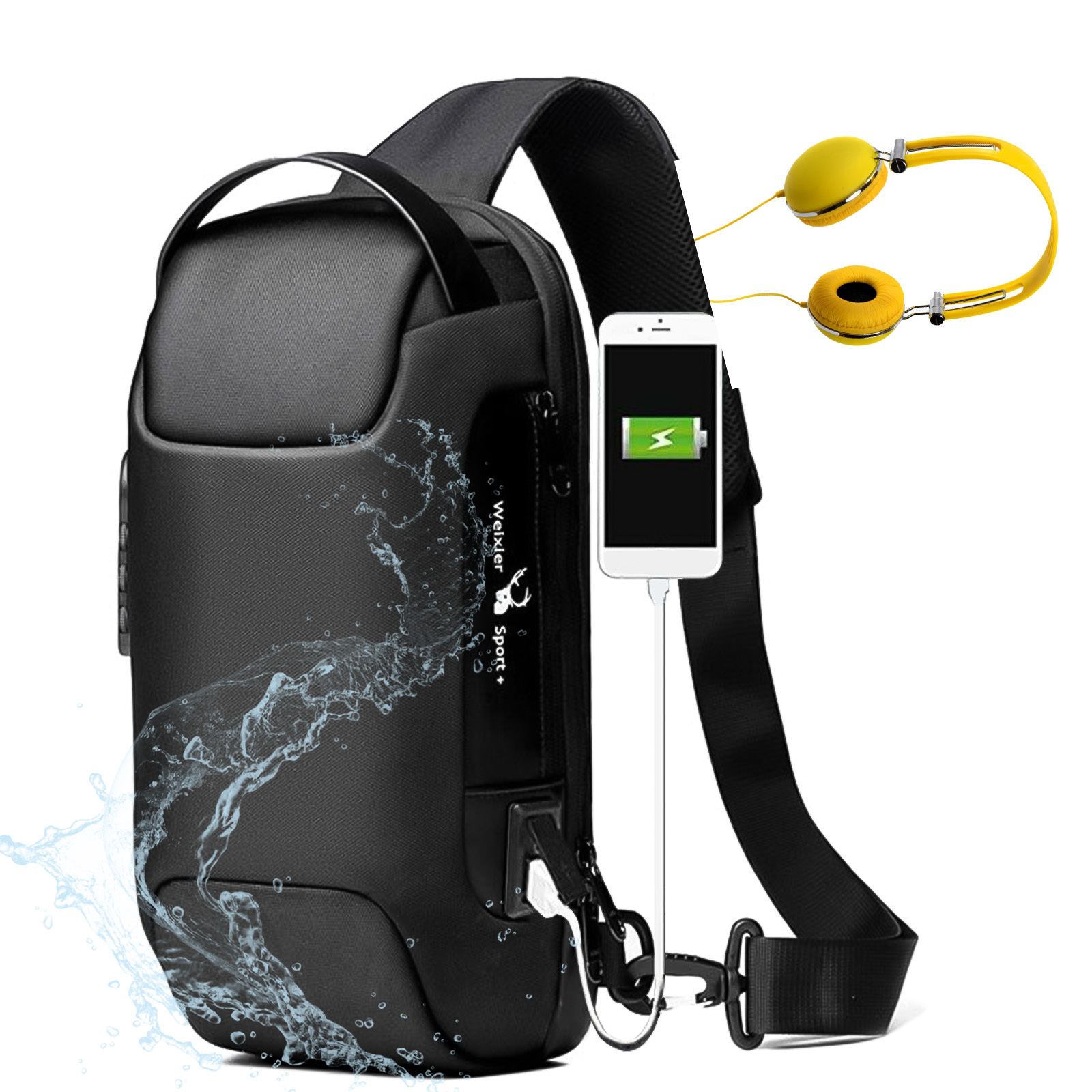 Waterproof Anti Theft Sling Bag for Men with USB Charging Port & Password Lock – Oxford Crossbody Travel Chest Pack 7 Waterproof Anti Theft Sling Bag for Men with USB Charging Port & Password Lock – Oxford Crossbody Travel Chest Pack - Image 7