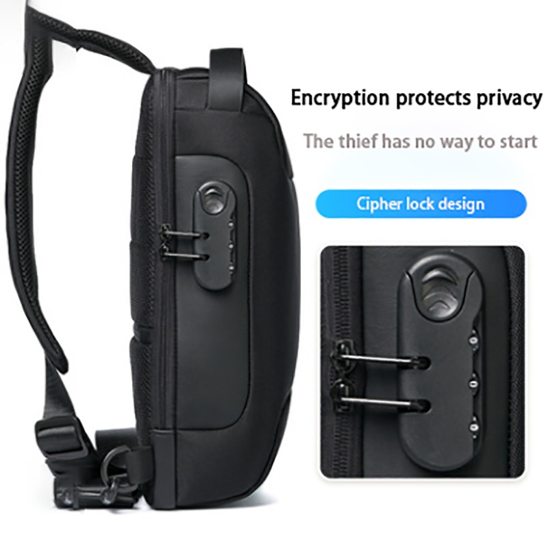 Waterproof Anti Theft Sling Bag for Men with USB Charging Port & Password Lock – Oxford Crossbody Travel Chest Pack 8 Waterproof Anti Theft Sling Bag for Men with USB Charging Port & Password Lock – Oxford Crossbody Travel Chest Pack - Image 8