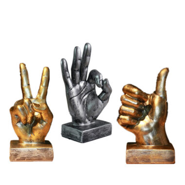 Modern Resin Hand Gesture Statue – Lucky Fortune Desk Ornament for Home, Office & Living Room Decoration
